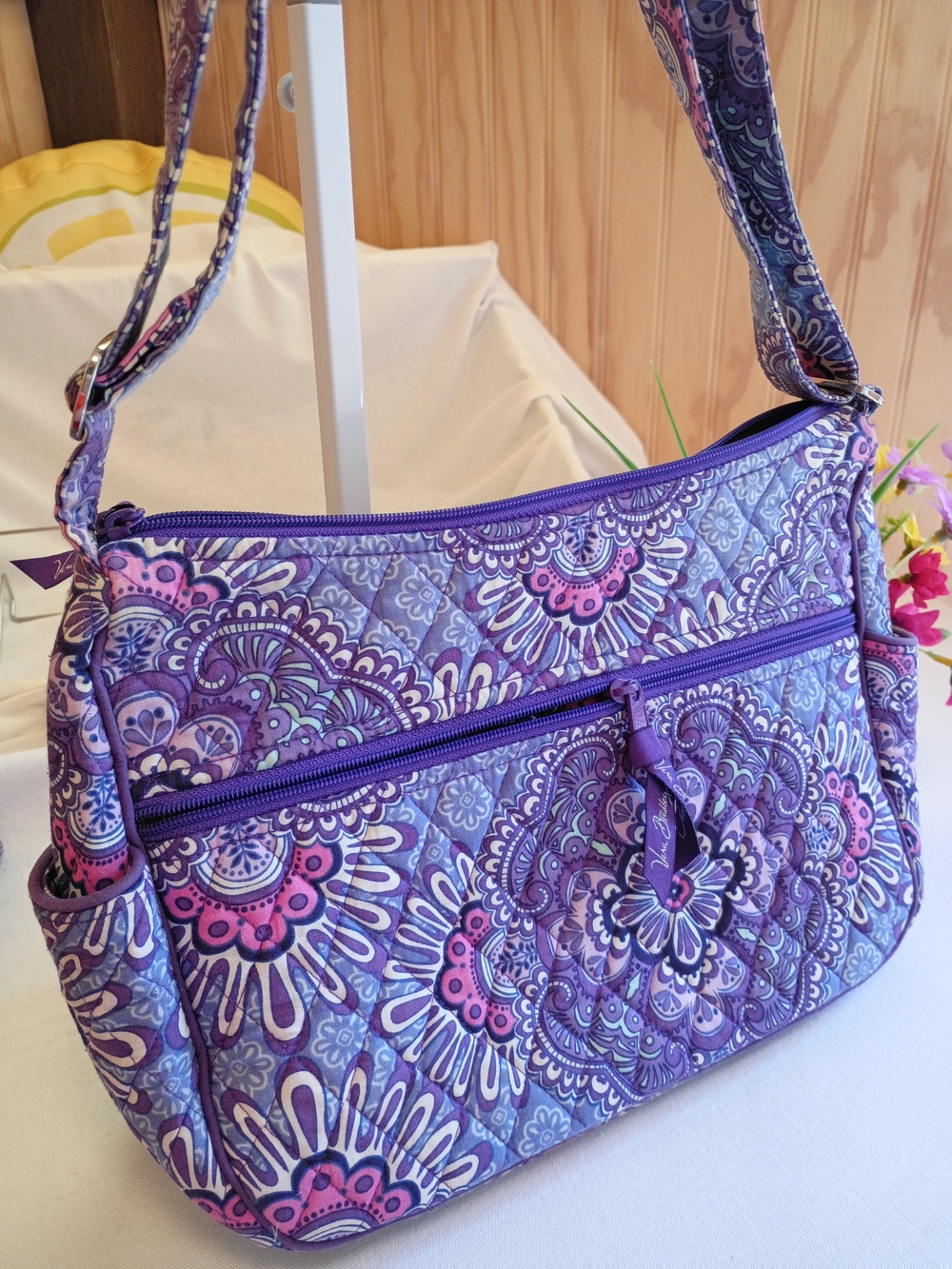 Vera Bradley Quilted Crossbody Bag In Lilac Tapestry